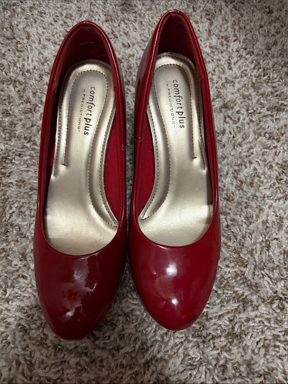 comfort plus by Predictions Red Patent Round-Toe Heels